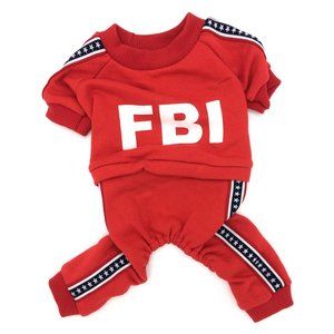 Small Breed Dog Red FBI Onesie Jumpsuit